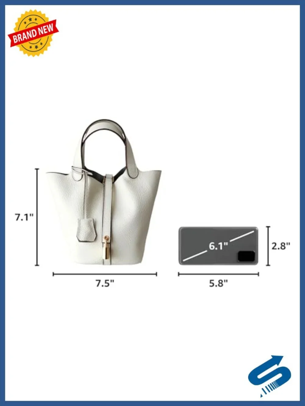 Genuine Leather Lock Design Bucket Satchel Handbag - Shoulder Bag